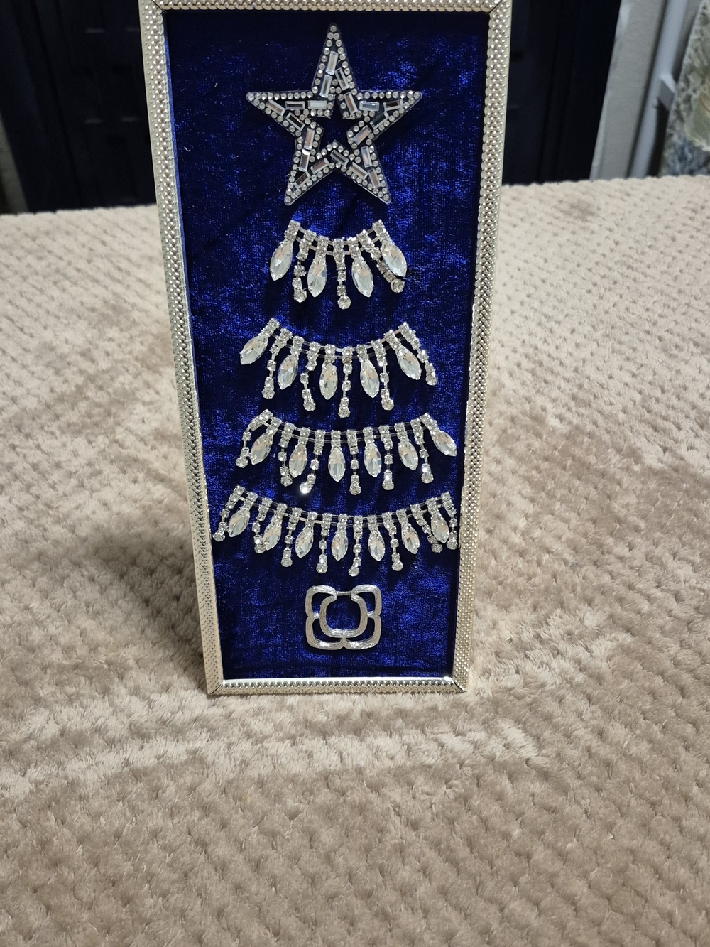 Rhinestone Tree Wall Art on Deep Blue Velvet